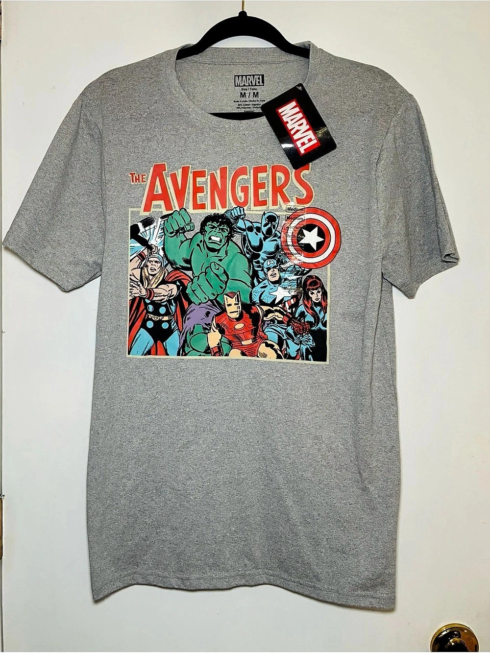 Marvel The Avengers Retro Comic Graphic T-Shirt Gray Medium